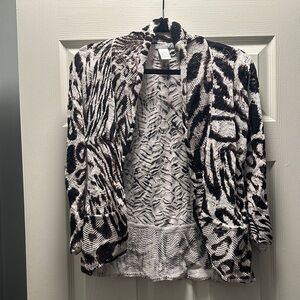 Alberto Makali Black and White Animal Print Cardigan